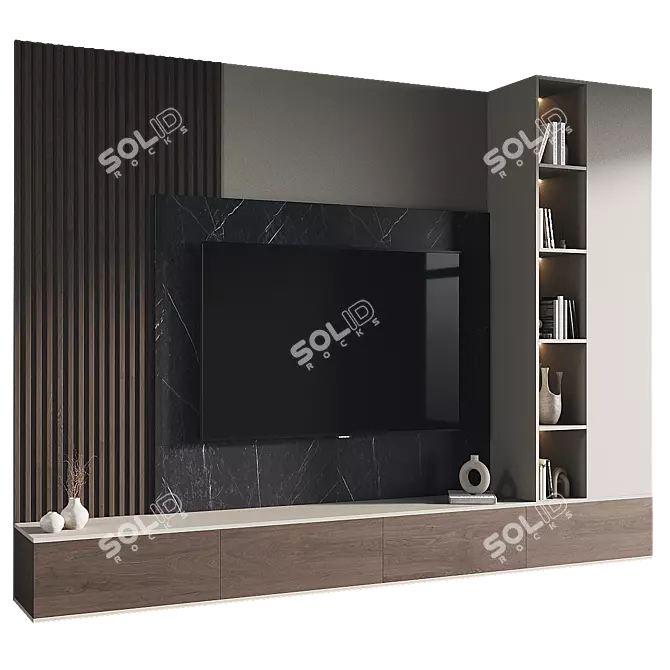 Modern TV Wall Set 3D 3D model image 1