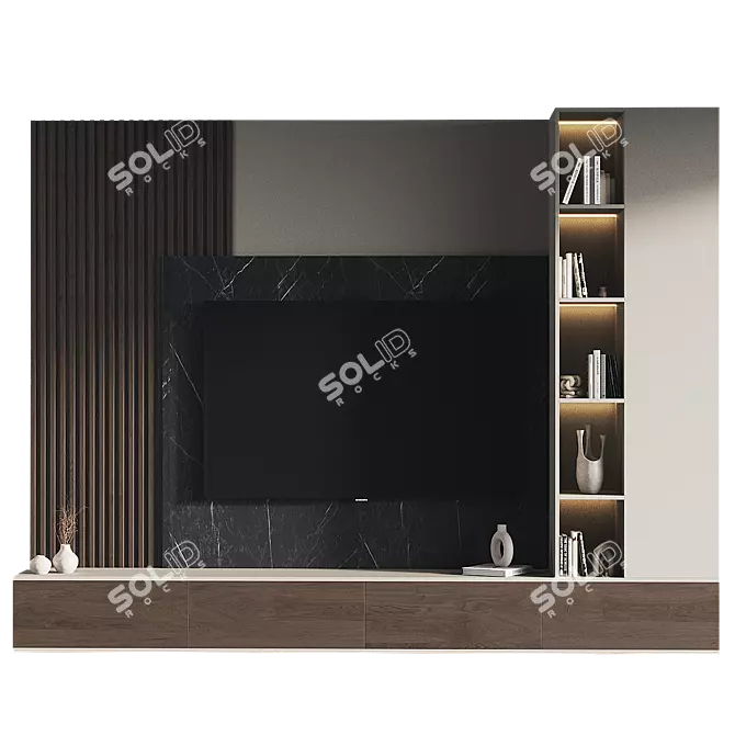 Modern TV Wall Set 3D 3D model image 2