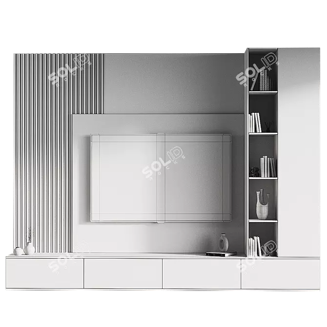 Modern TV Wall Set 3D 3D model image 4