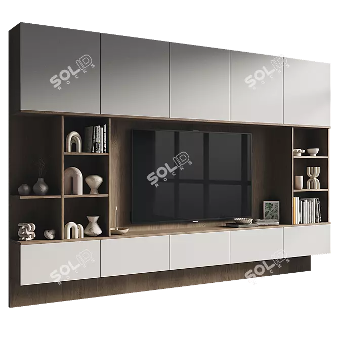 Modern TV Wall Set Design 3D model image 1