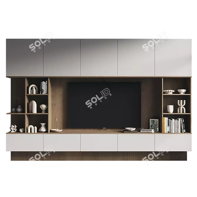 Modern TV Wall Set Design 3D model image 2