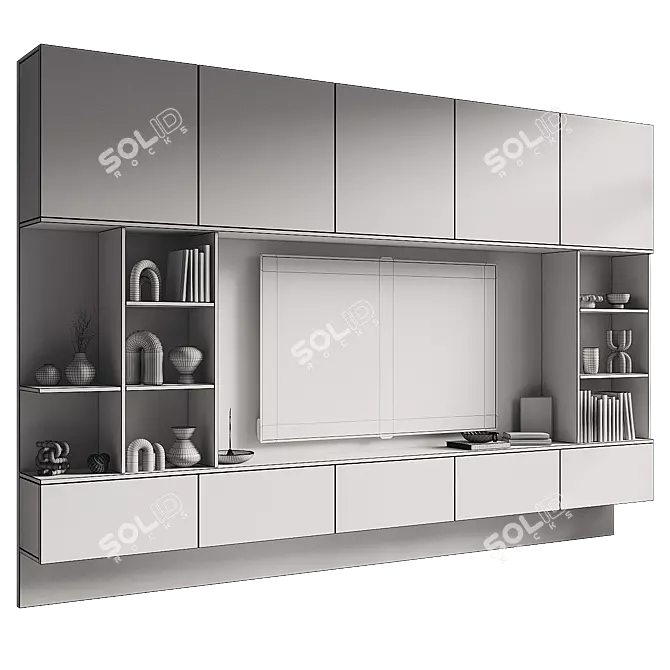 Modern TV Wall Set Design 3D model image 3