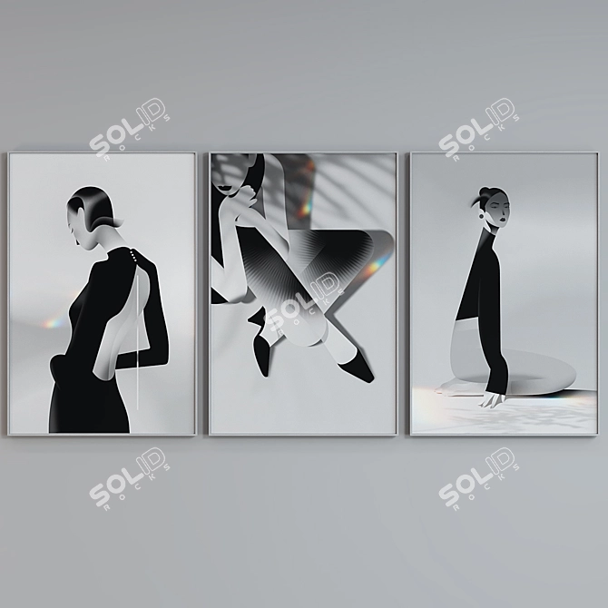 Modern Women Portrait Frame Set 3D model image 3