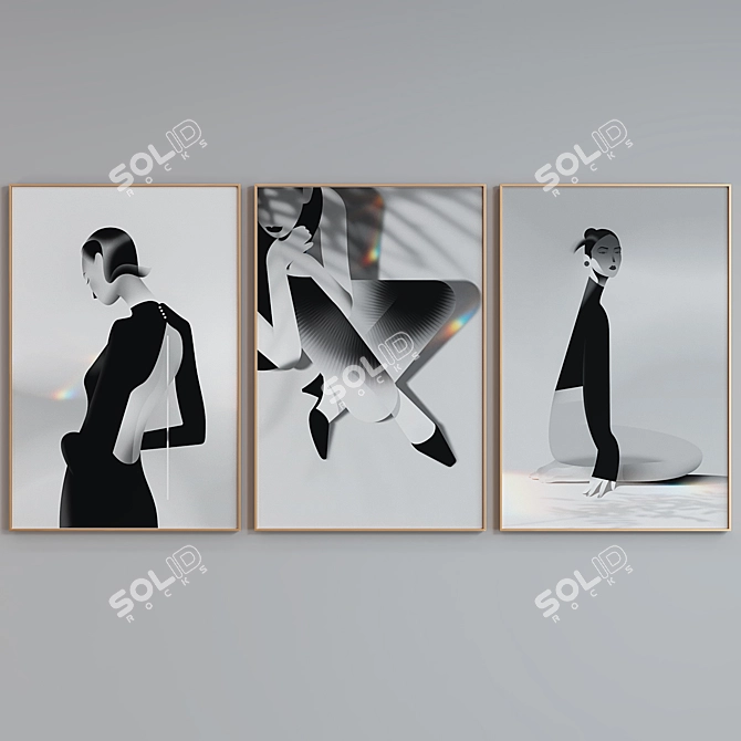 Modern Women Portrait Frame Set 3D model image 4