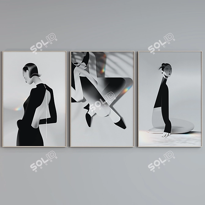 Modern Women Portrait Frame Set 3D model image 5