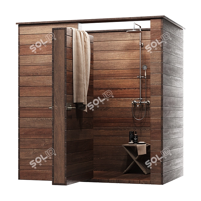 Foldable Outdoor Shower with Bench 3D model image 1