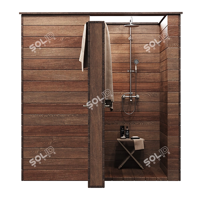 Foldable Outdoor Shower with Bench 3D model image 4