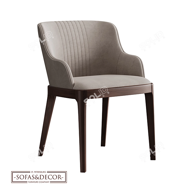 Customizable Eco-Leather Dining Chair 3D model image 1