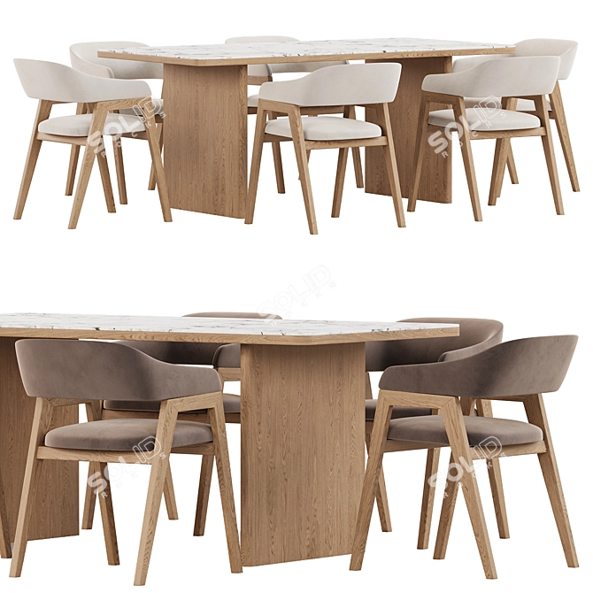 Chelsea Cream Dining Set 3D model image 1