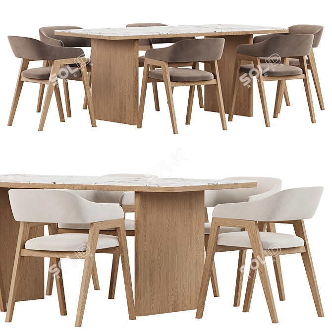 Chelsea Cream Dining Set 3D model image 2