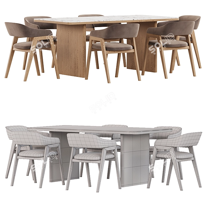 Chelsea Cream Dining Set 3D model image 6