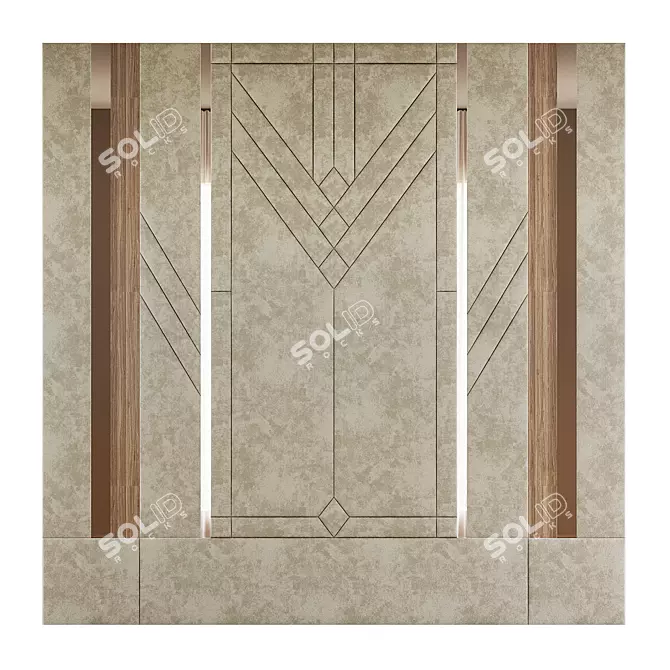 Soft Wall Panel 300cm Wood Mirror 3D model image 1