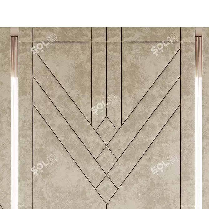 Soft Wall Panel 300cm Wood Mirror 3D model image 2