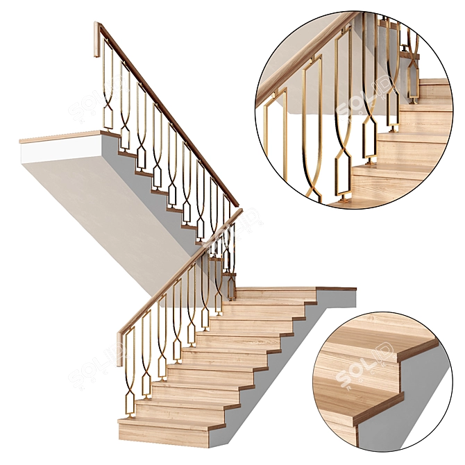 Modern Staircase 20: Obj Export 3D model image 2