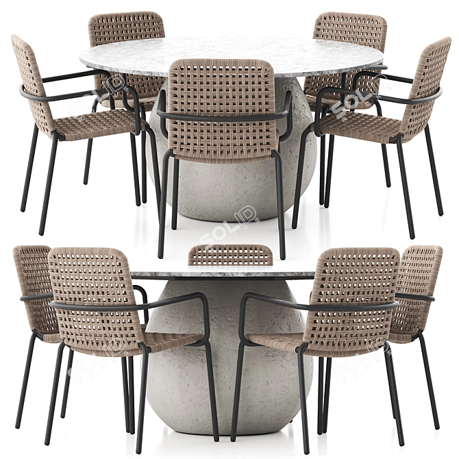 Gervasoni Outdoor Dining Set Navone Design 3D model image 1