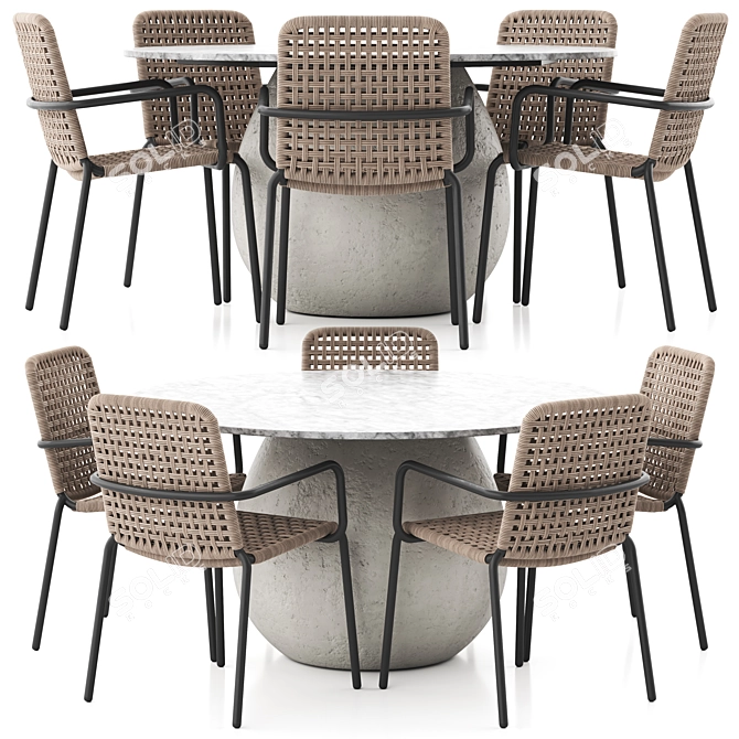 Gervasoni Outdoor Dining Set Navone Design 3D model image 2