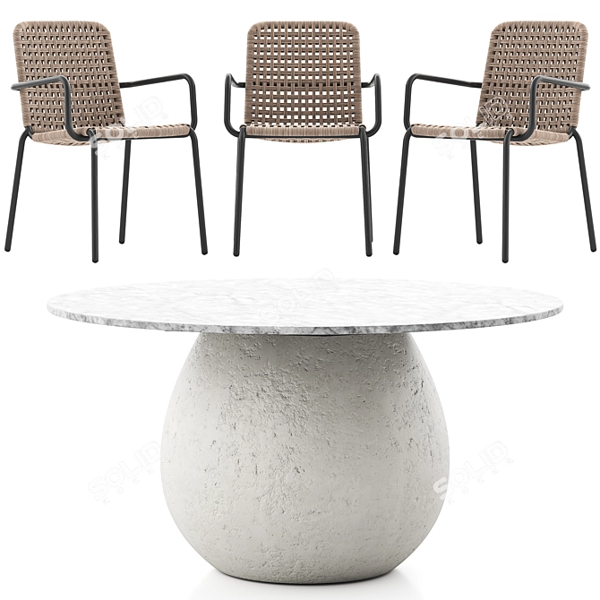 Gervasoni Outdoor Dining Set Navone Design 3D model image 4