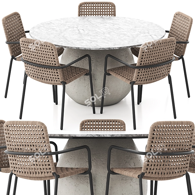 Gervasoni Outdoor Dining Set Navone Design 3D model image 6