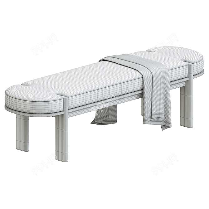 Scandinavian Style Natural Elm Bench 3D model image 3