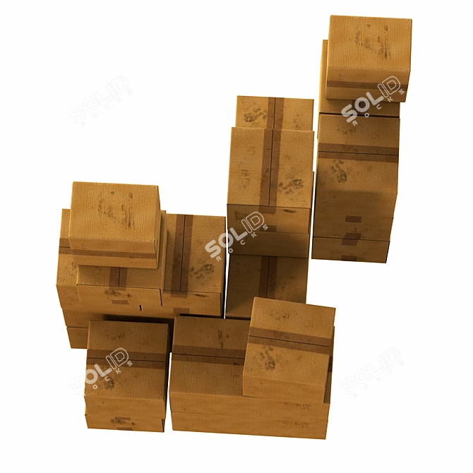 Polygon Textured Cardboard Box Model 3D model image 2