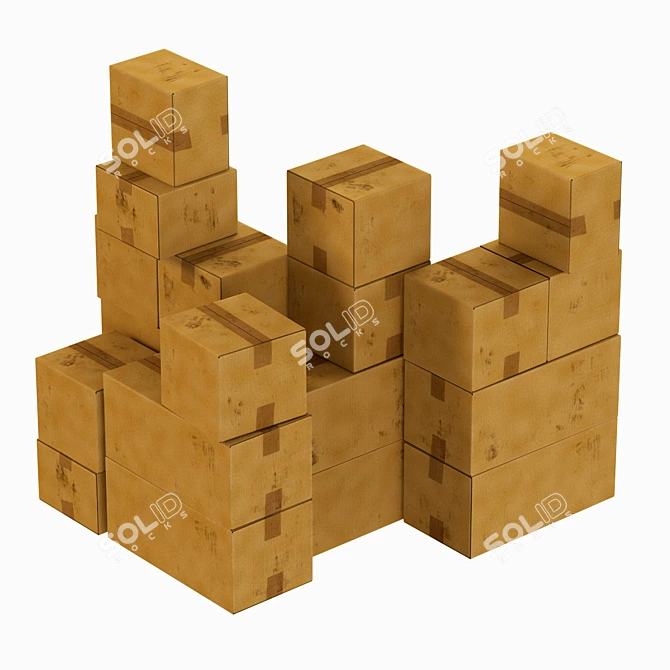 Polygon Textured Cardboard Box Model 3D model image 3