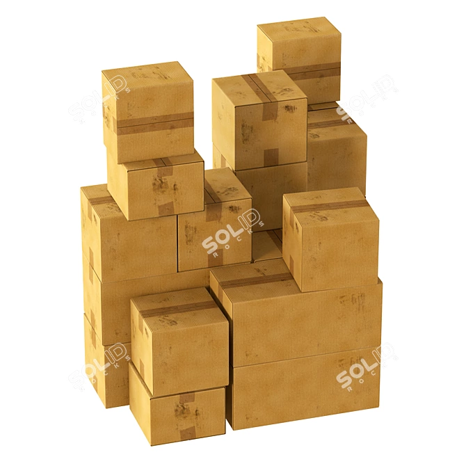 Polygon Textured Cardboard Box Model 3D model image 4