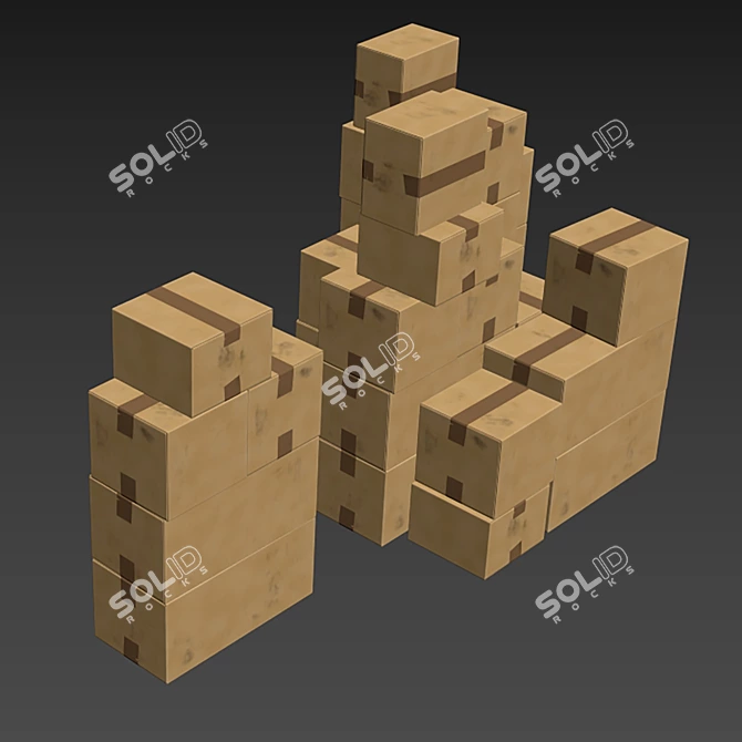 Polygon Textured Cardboard Box Model 3D model image 5