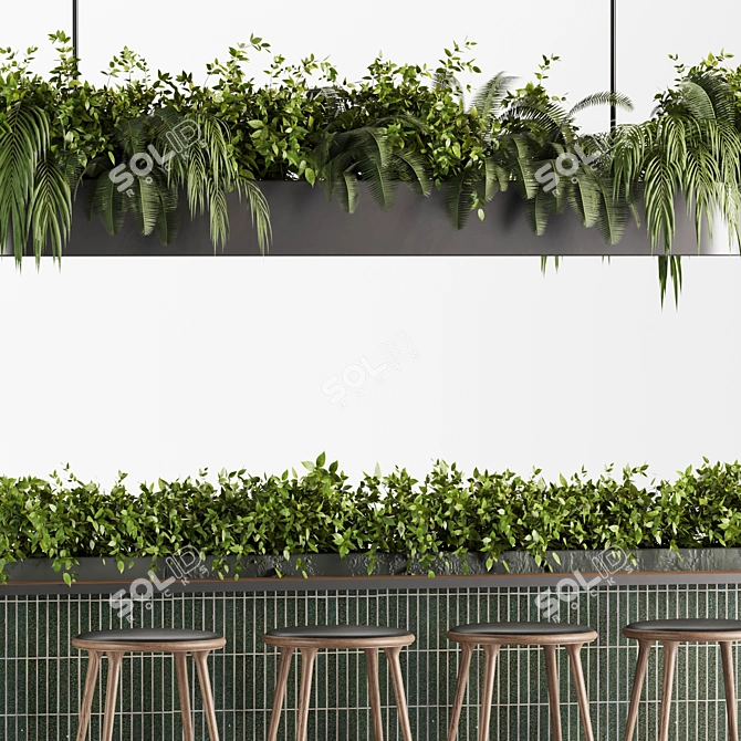 Modern Reception Desk Set05 with Hanging Plants 3D model image 3