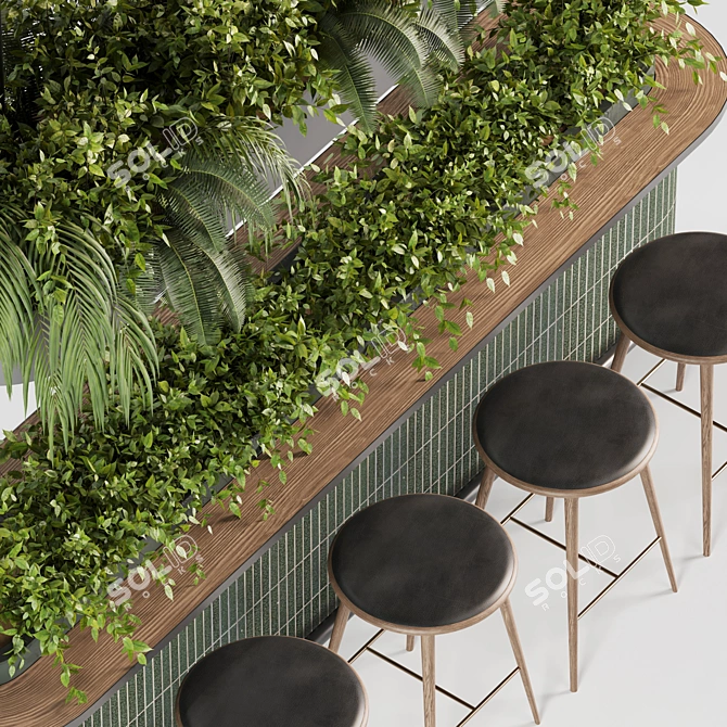 Modern Reception Desk Set05 with Hanging Plants 3D model image 4