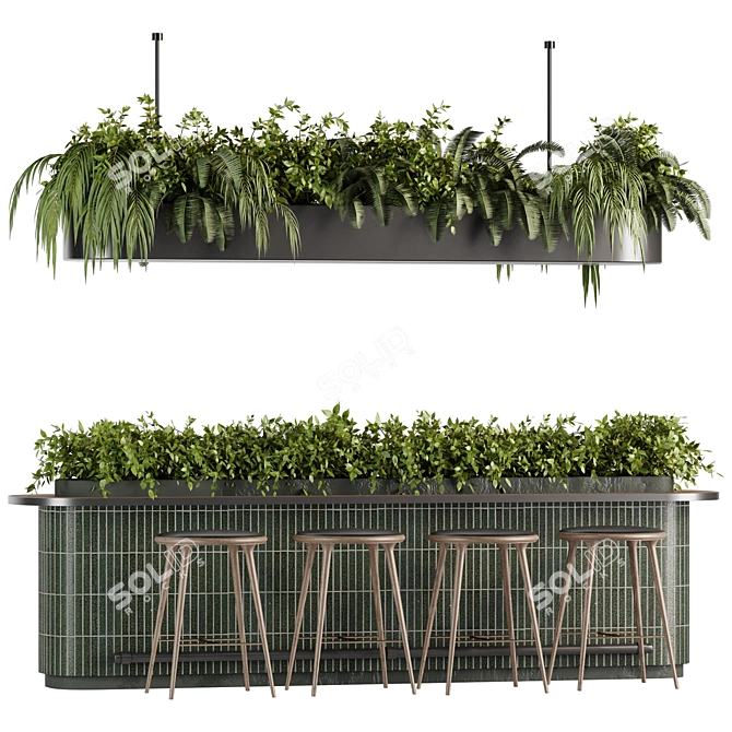 Modern Reception Desk Set05 with Hanging Plants 3D model image 6