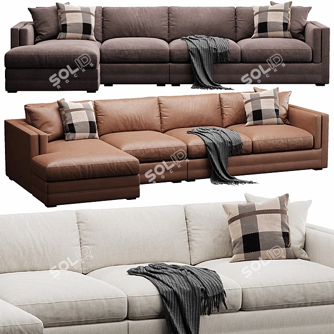 Lakeview 3-Piece Sectional Chaise Sofa 3D model image 1