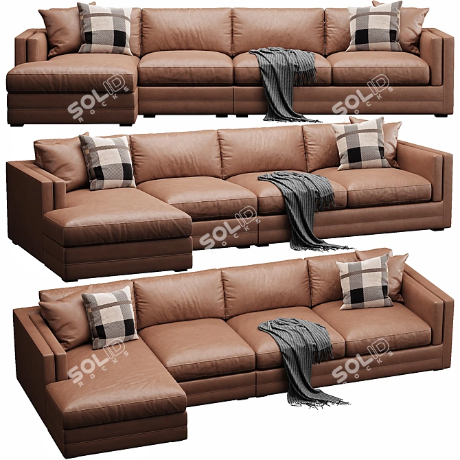 Lakeview 3-Piece Sectional Chaise Sofa 3D model image 3