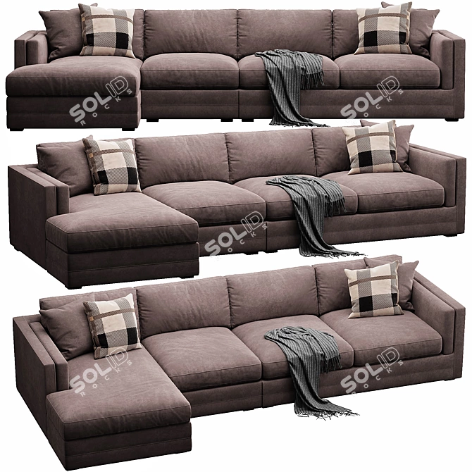 Lakeview 3-Piece Sectional Chaise Sofa 3D model image 4