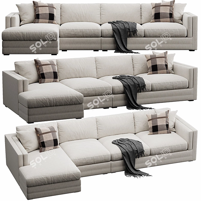 Lakeview 3-Piece Sectional Chaise Sofa 3D model image 5