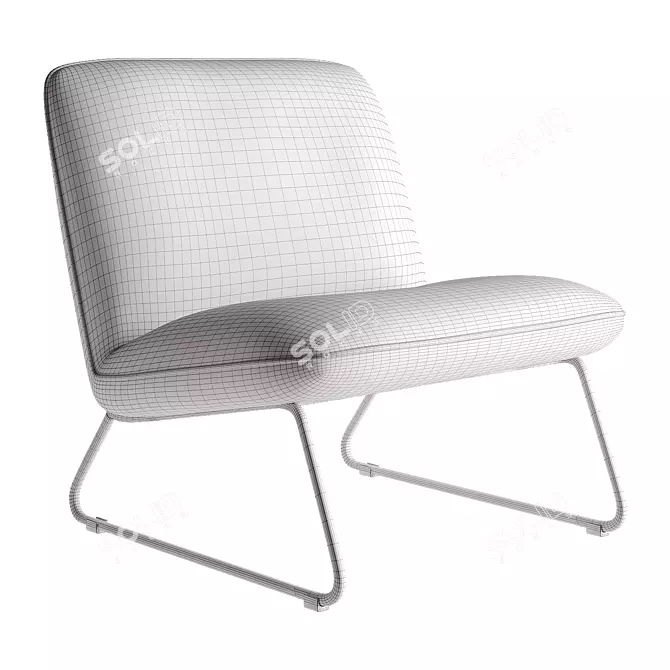 Modern Bacio Armchair with Customizable Fabric 3D model image 6