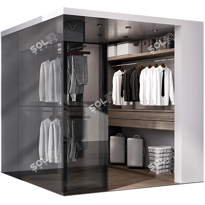 Modern Wood Wardrobe Design 3D model image 1