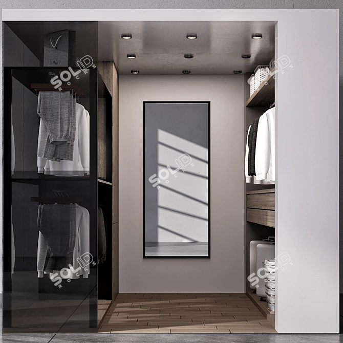 Modern Wood Wardrobe Design 3D model image 2