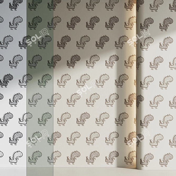 Dinosaur Pattern Wallpaper 4K 3D model image 1