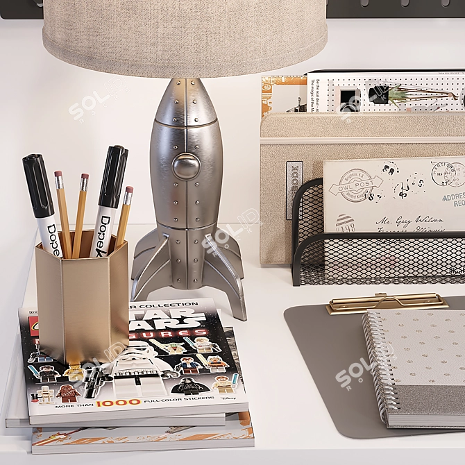 Kids Study Desk Decor Set 3D model image 3