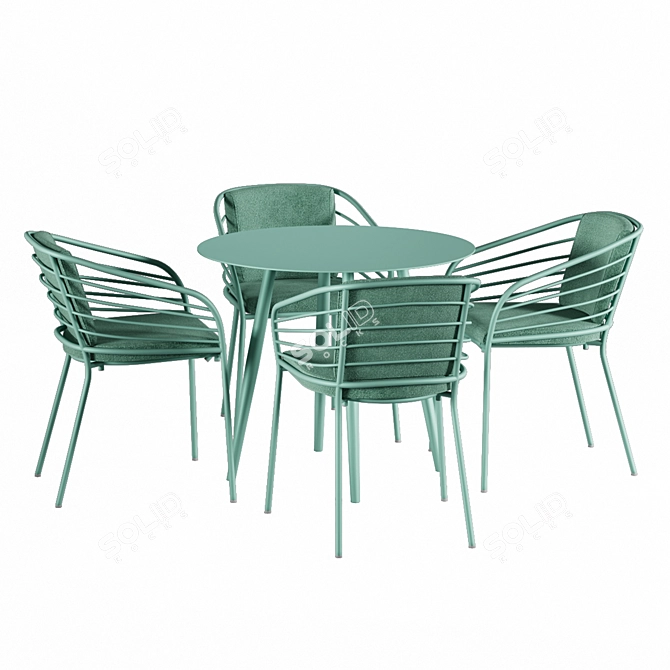 Cancún Outdoor Dining Set 3D model image 2