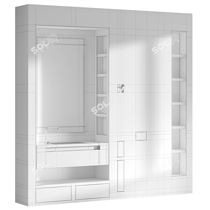 Minimalist Bathroom Vanity Set 3D model image 6