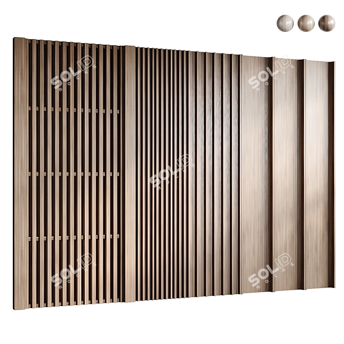 Large Wood Wall Panel, Obj 3D model image 3