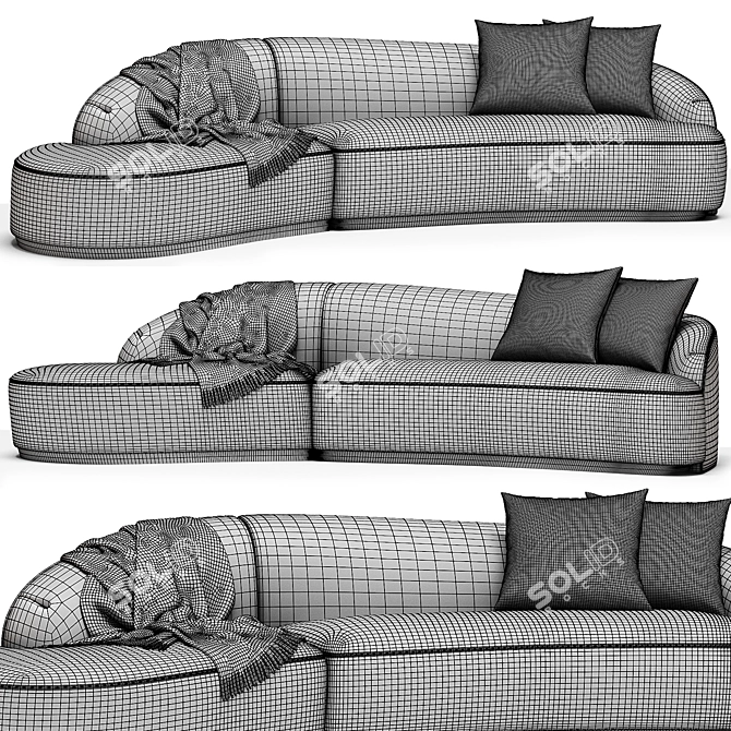 Modern Curved Sectional Sofa 3D model image 5