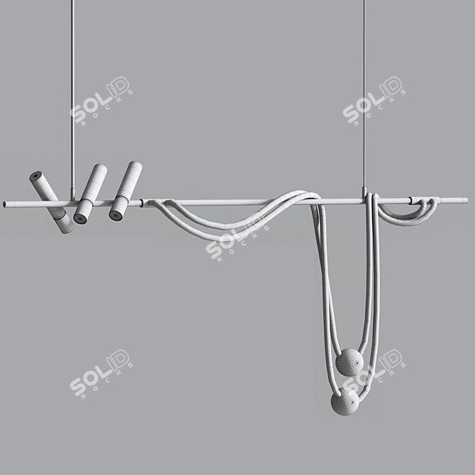 Sleek Nordic Art Chandelier 3D model image 2