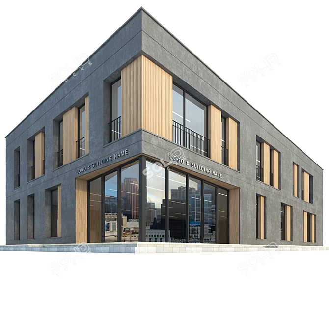 Detailed Modern Commercial Building Model 3D model image 1