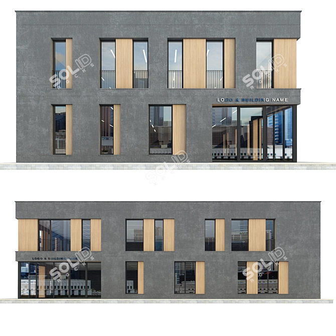 Detailed Modern Commercial Building Model 3D model image 3