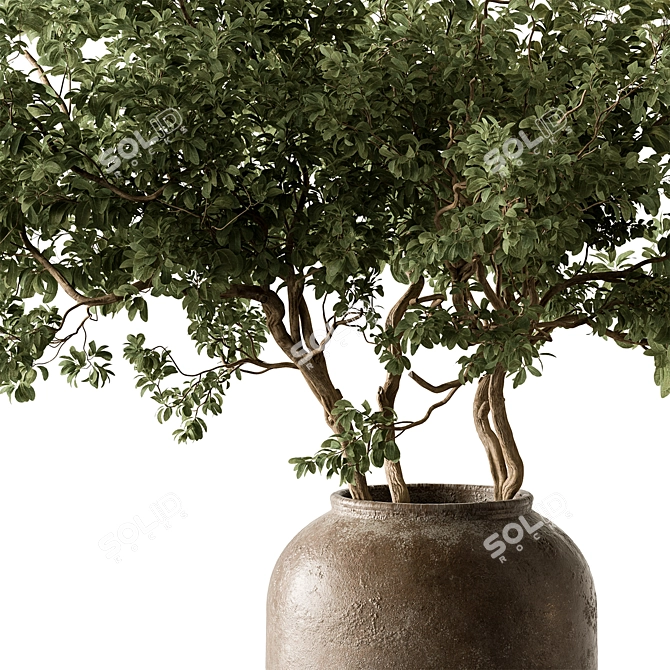 Elegant Green Branch Bouquet 3D model image 2