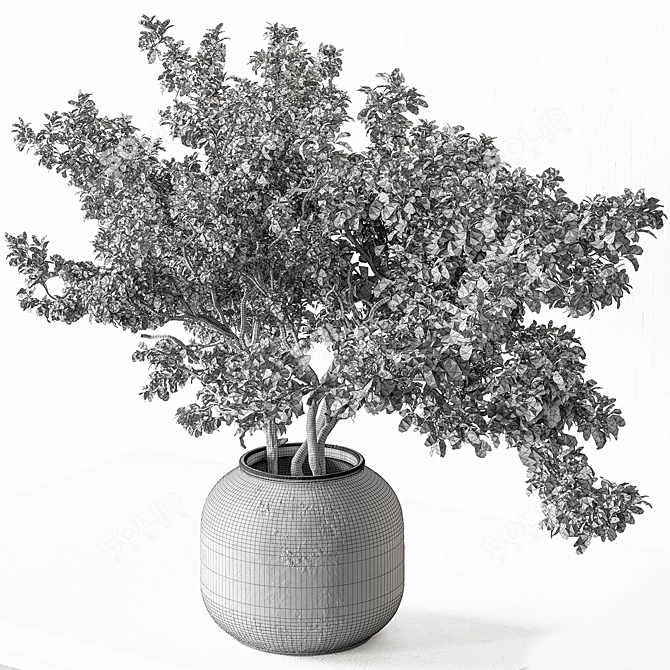 Elegant Green Branch Bouquet 3D model image 6