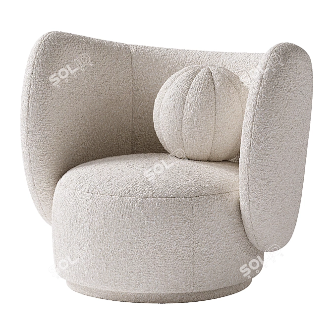 Stylish Rico Swivel Lounge Chair 3D model image 10