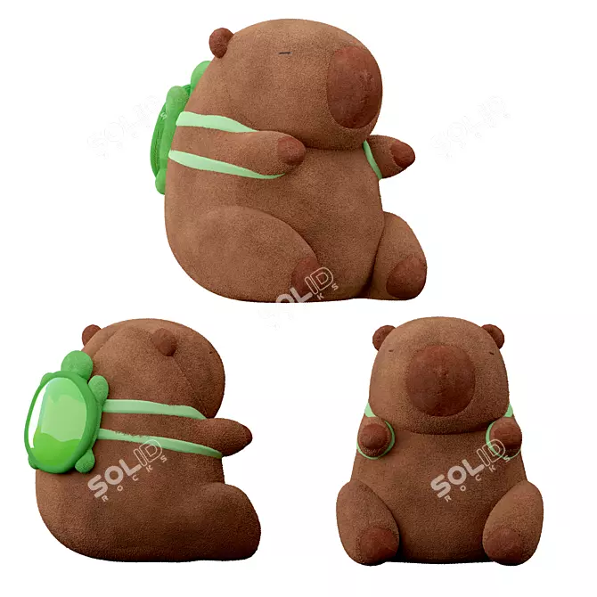 Capibara Plush Toy for Decor 3D model image 2